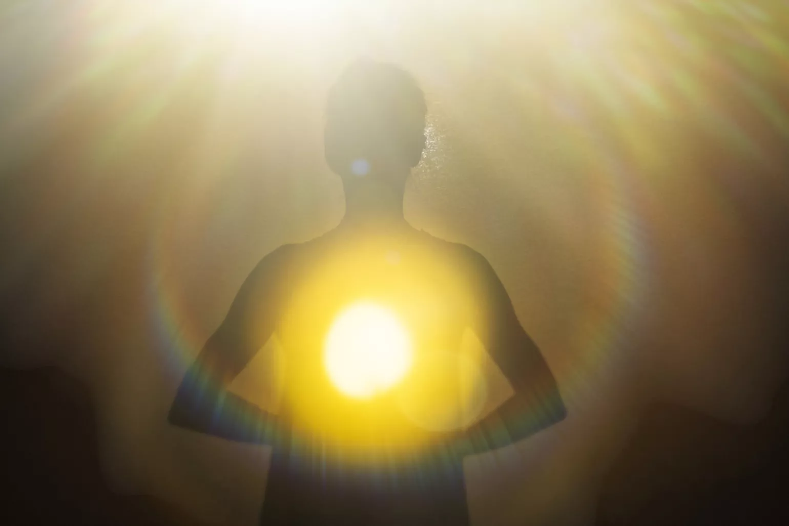 Woman radiating light from within